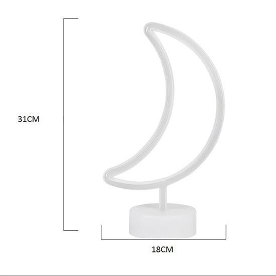 Dekoratif Pilli Ay Tasarımlı 3D Neon Led Masa Ve Gece Lambası