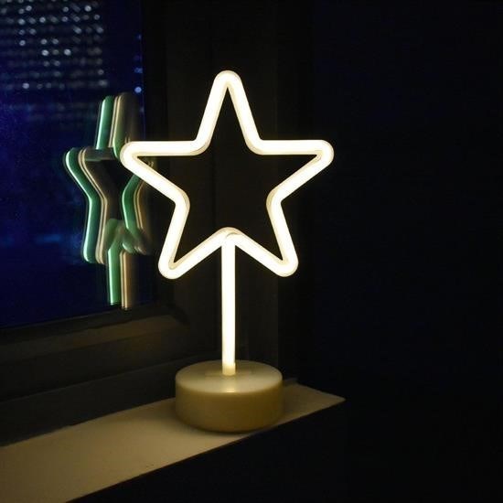 Yıldız Tasarımlı Neon Led Masa Ve Gece Lambası Dekoratif Işık
