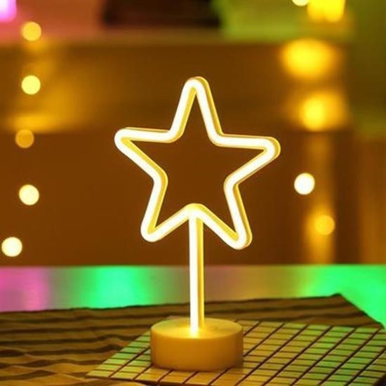 Yıldız Tasarımlı Neon Led Masa Ve Gece Lambası Dekoratif Işık