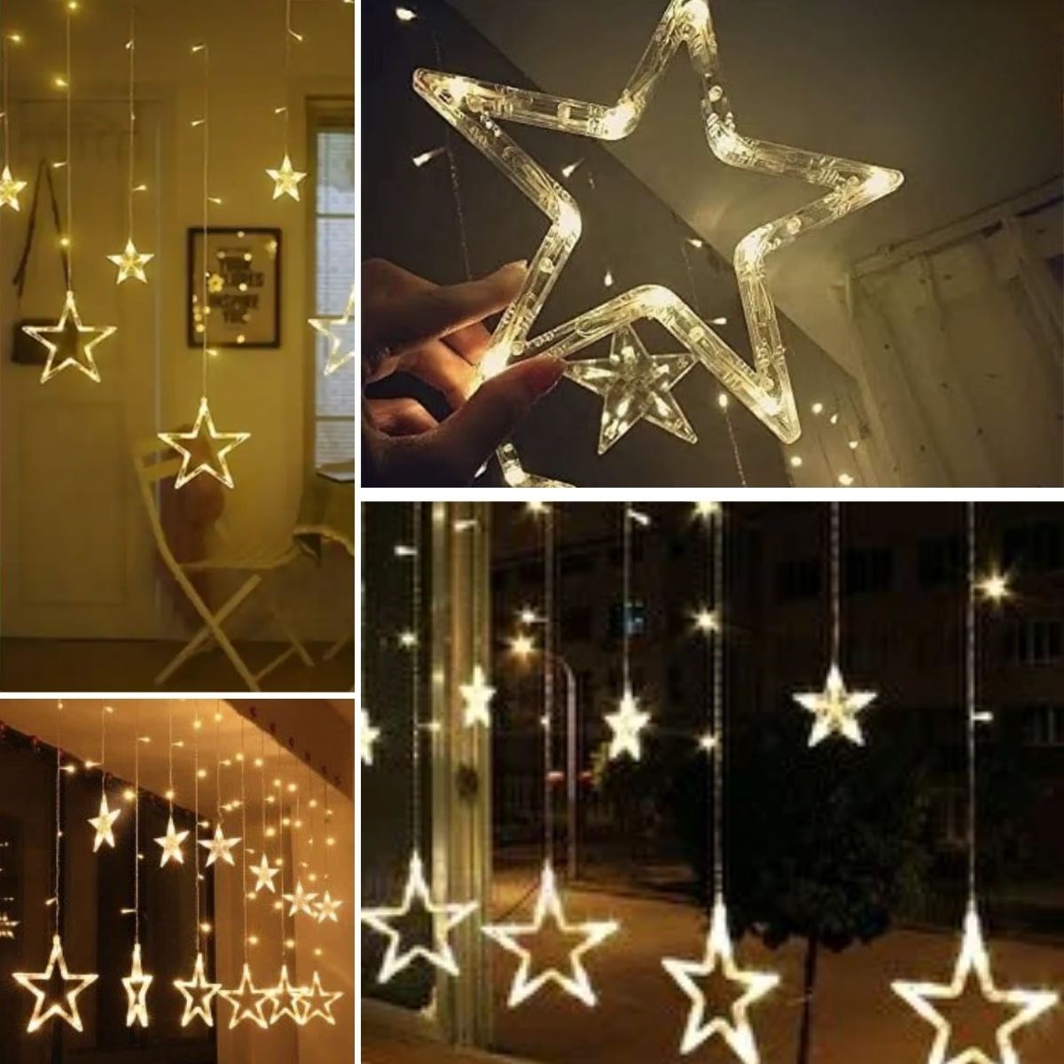 Kumandalı Yıldız Figürlü 12 Sarkıtlı 120 LED Uzaktan Kumandalı Dekor Işık