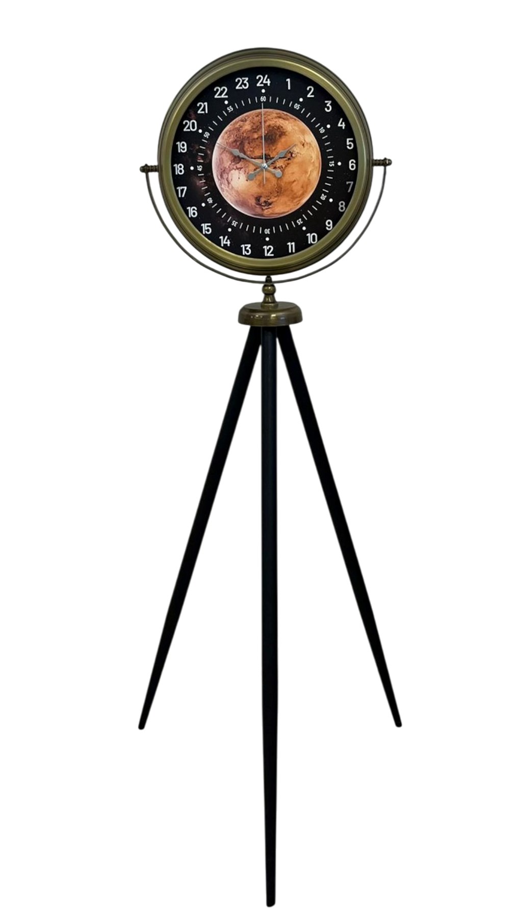 Eskitme 24 Saat Göstergeli Özel Tasarım Tripod Ayaklı Saat