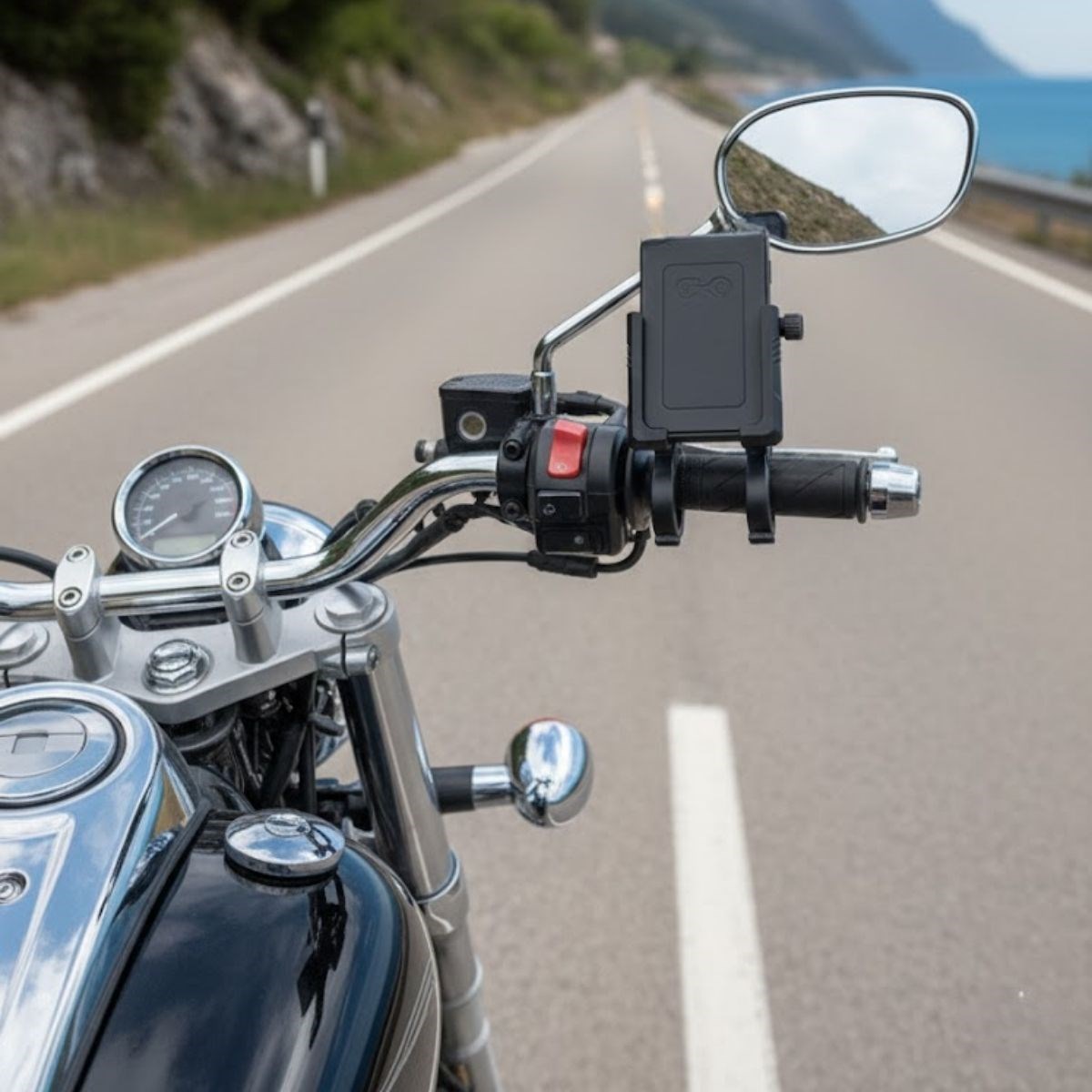 Motosiklet,Kaymaz, Kilitlenebilir Tutuşlu, 360° Ayarlanır Gidon Bağlantılı Akıllı Telefon Aparatı