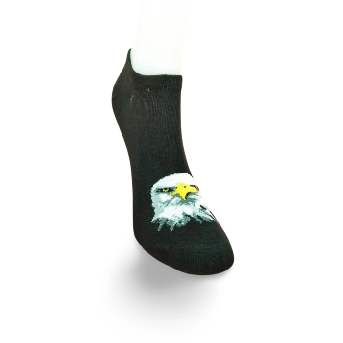 Siyah Beyaz Kartal Desenli Sportif Unisex Kısa Bilek Çorap Yazlık 1 Çift