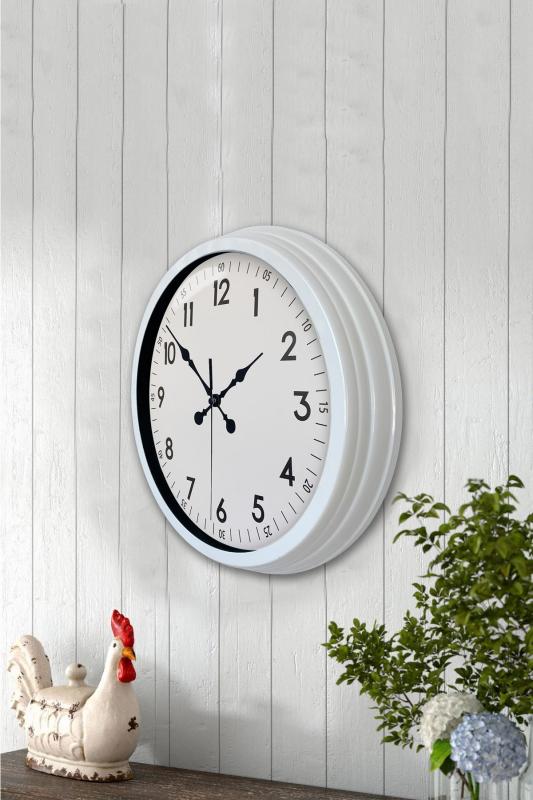 Zentime 40 Cm Metal Beyaz Klasik Duvar Saati