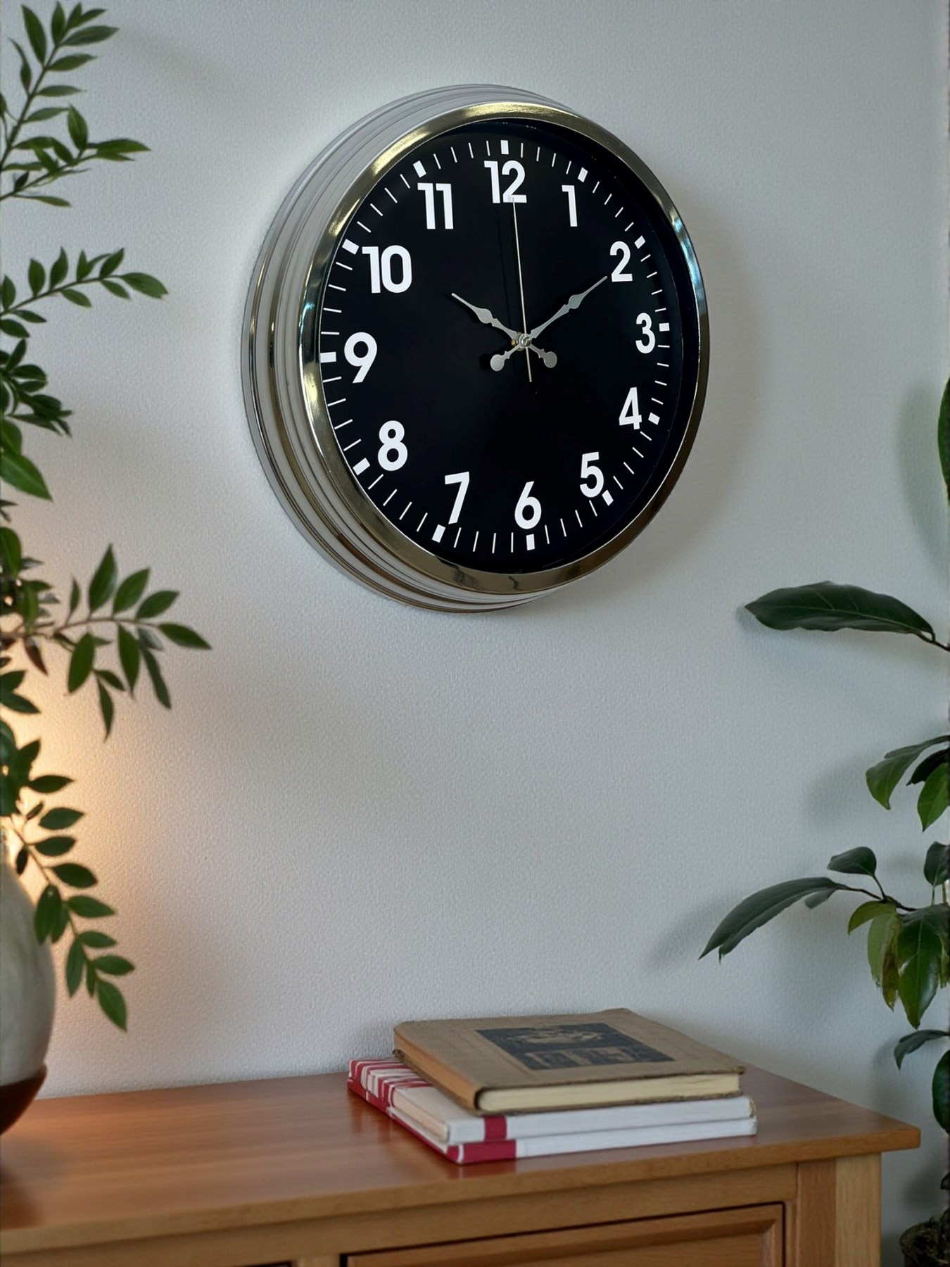 Zentime Modern 40 Cm Metal Krom Standart Duvar Saati