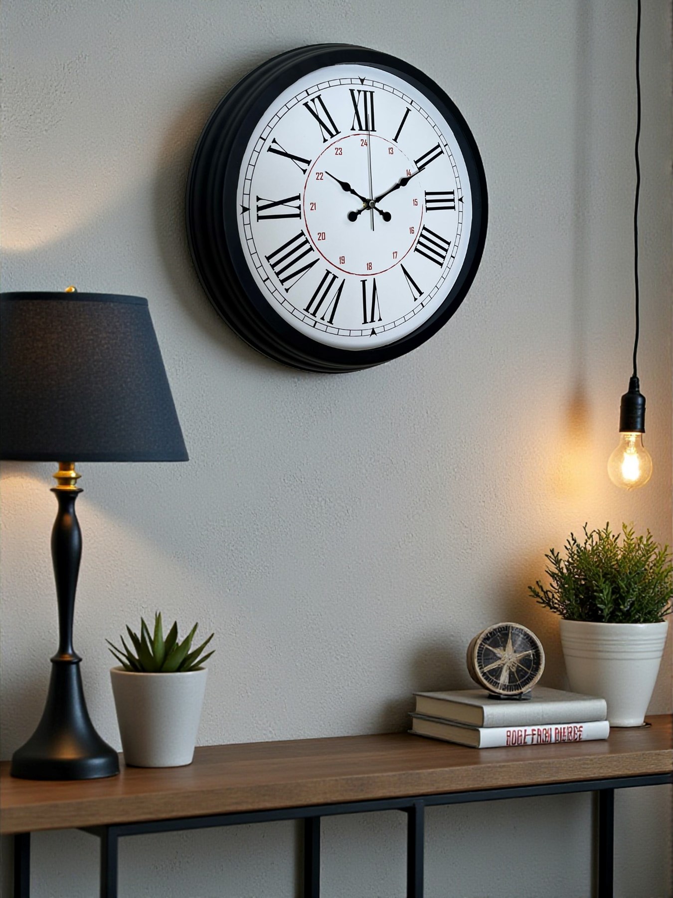 Zentime Siyah Asil Tasarım Roma Rakamlı 40 cm Metal Duvar Saati