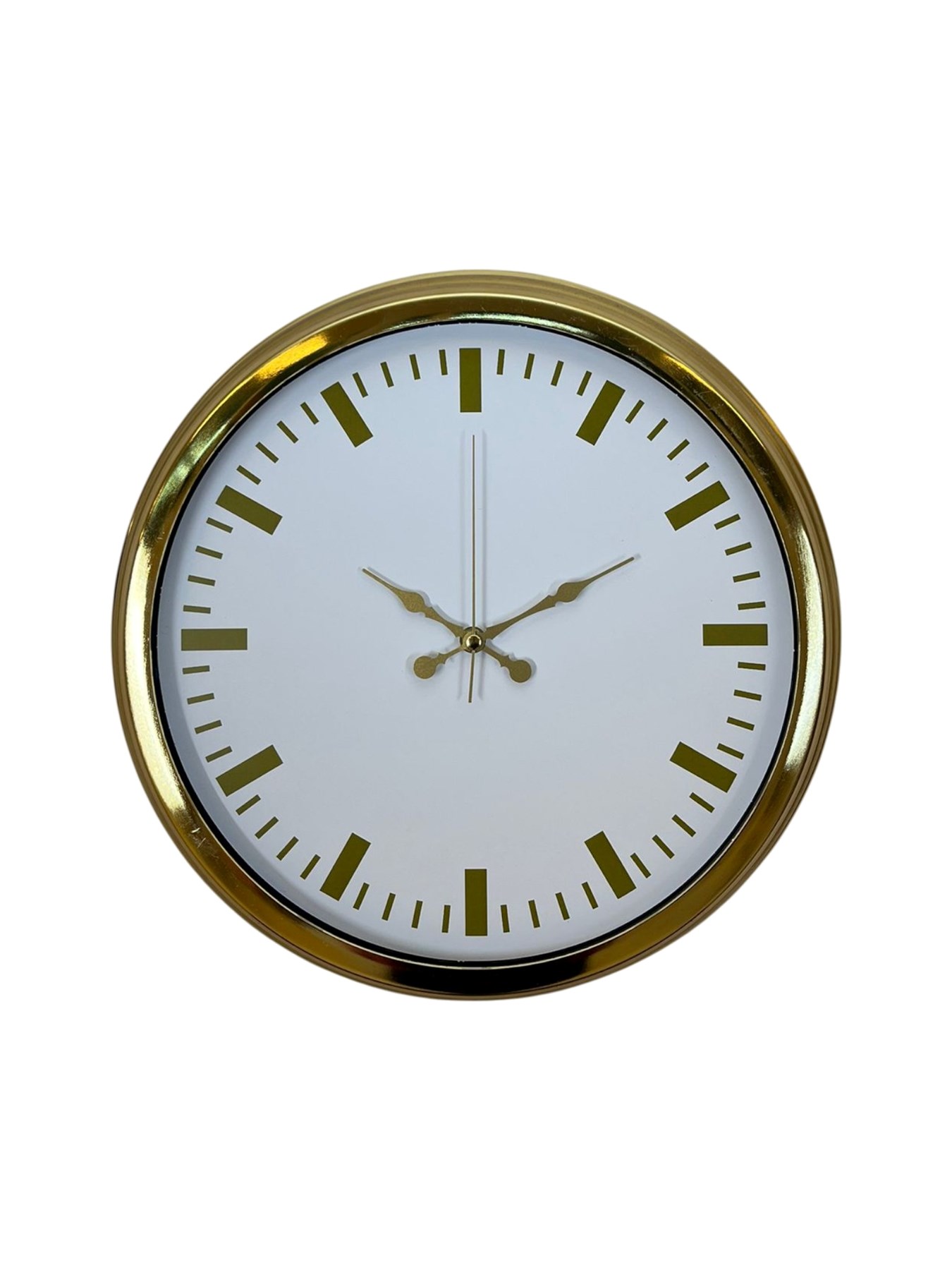 Zentime Gold & White Lüks Tasarım 40 Cm Gold Metal Duvar Saati