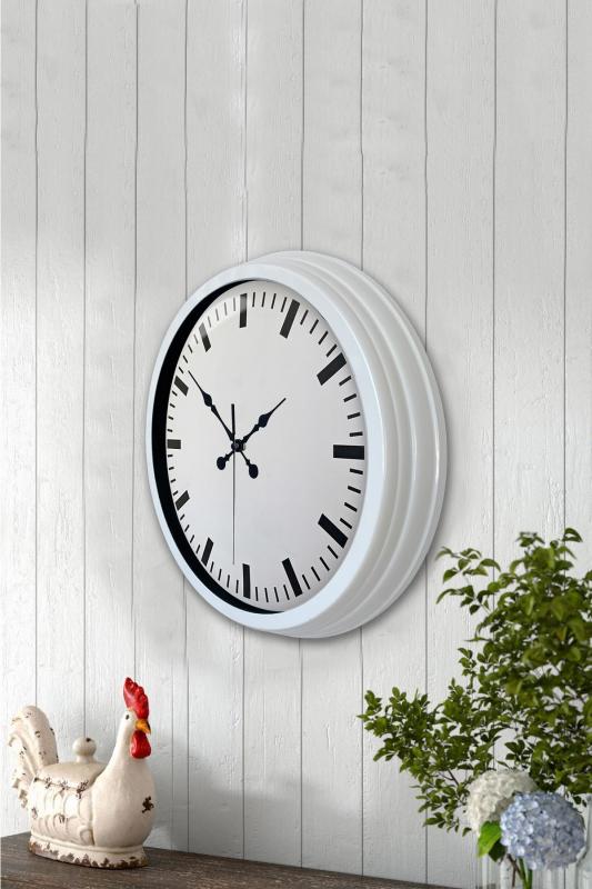 Zentime 40 Cm Metal  Beyaz Modern Duvar Saati