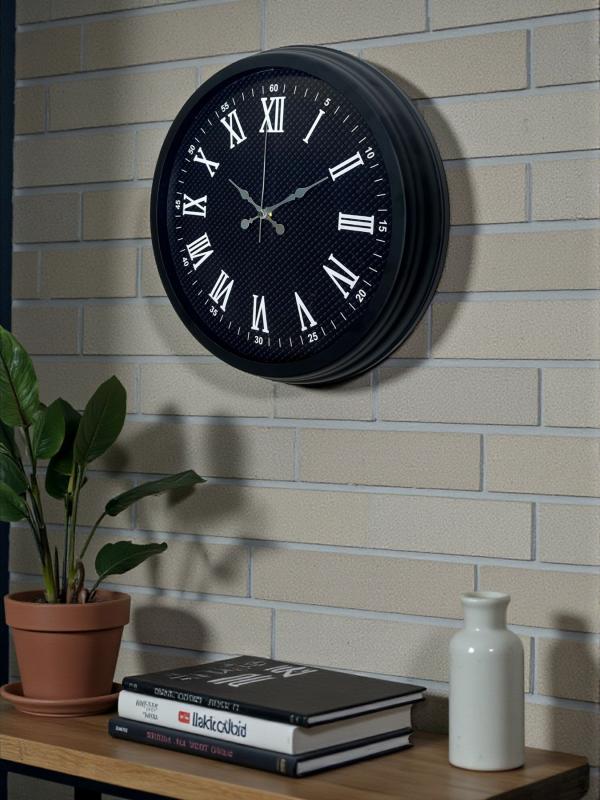 Luxury Black 40 Cm Metal Duvar Saati