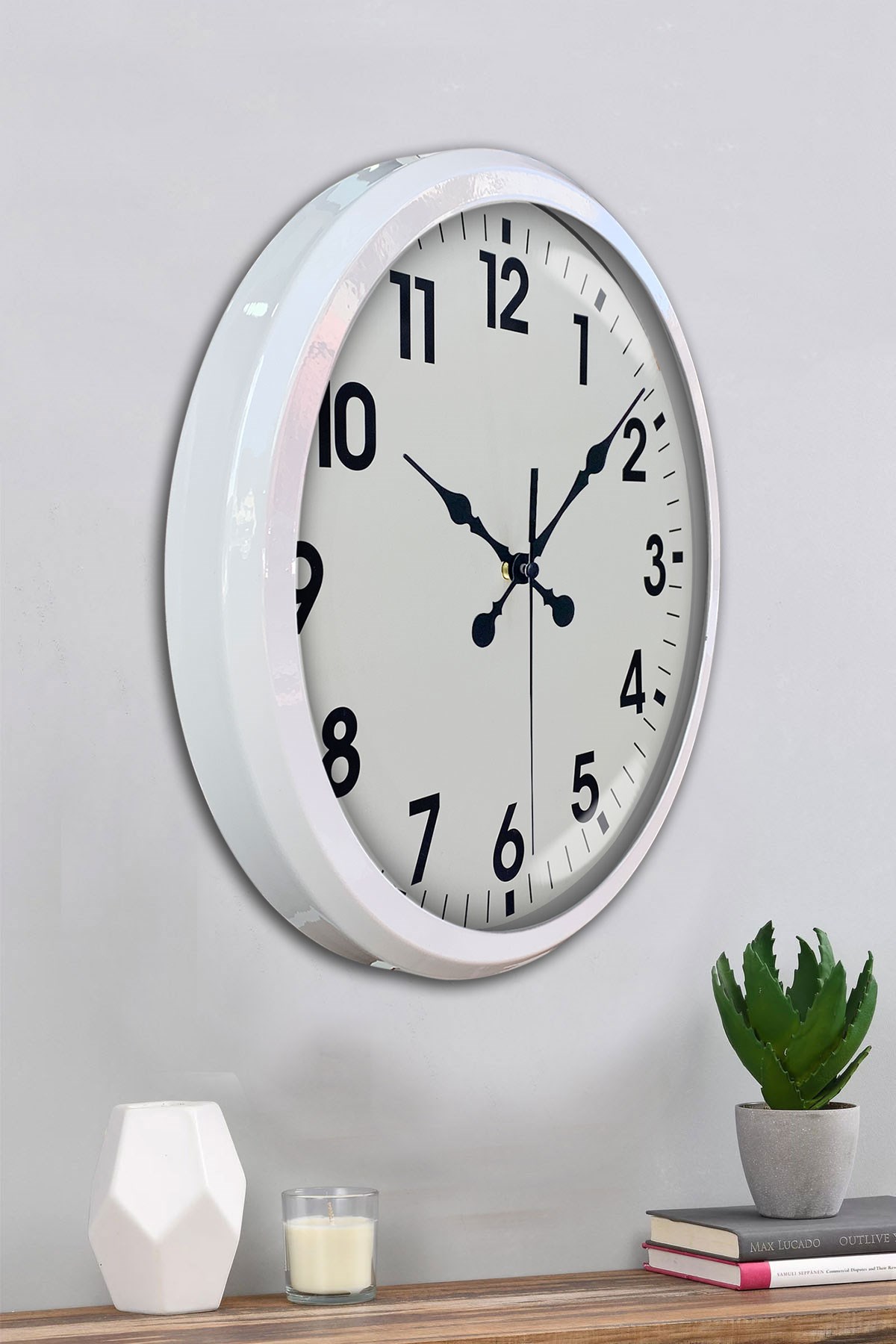 Zentime White Classic Modern 52 Cm Metal Duvar Saati