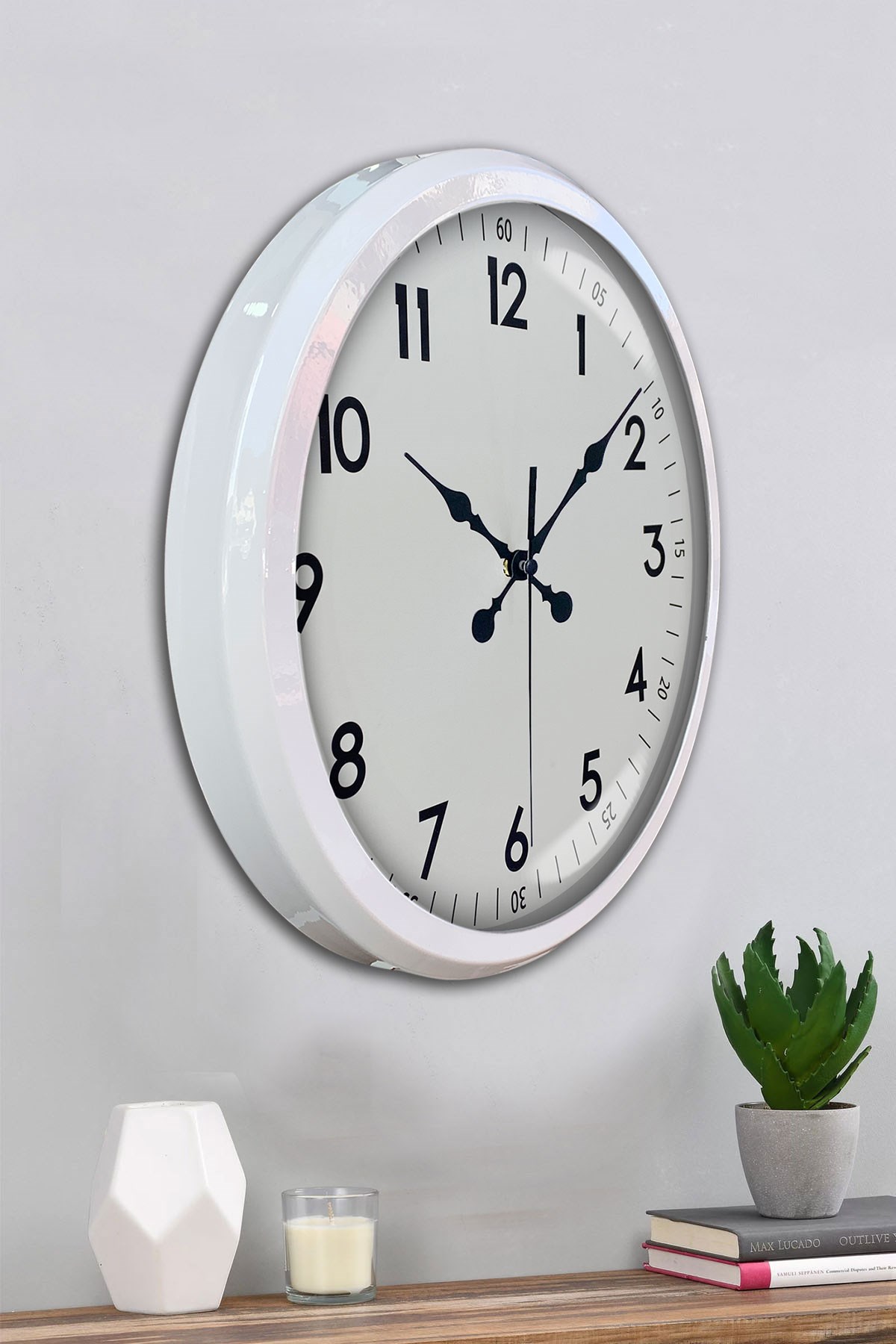 Zentime White Classic 52 Cm Metal Dekoratif Stil Duvar Saati