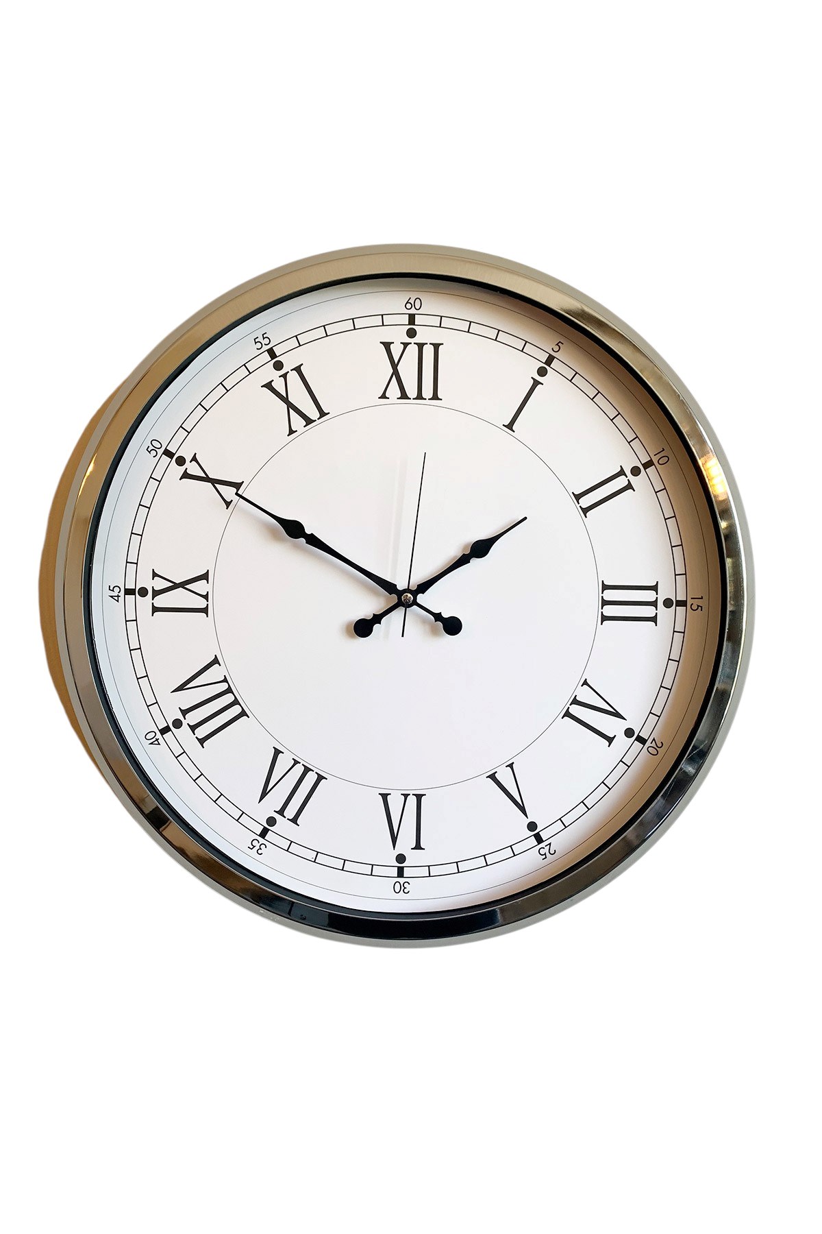 Zentime Roma Zarafeti Krom 52 Cm Metal Duvar Saati