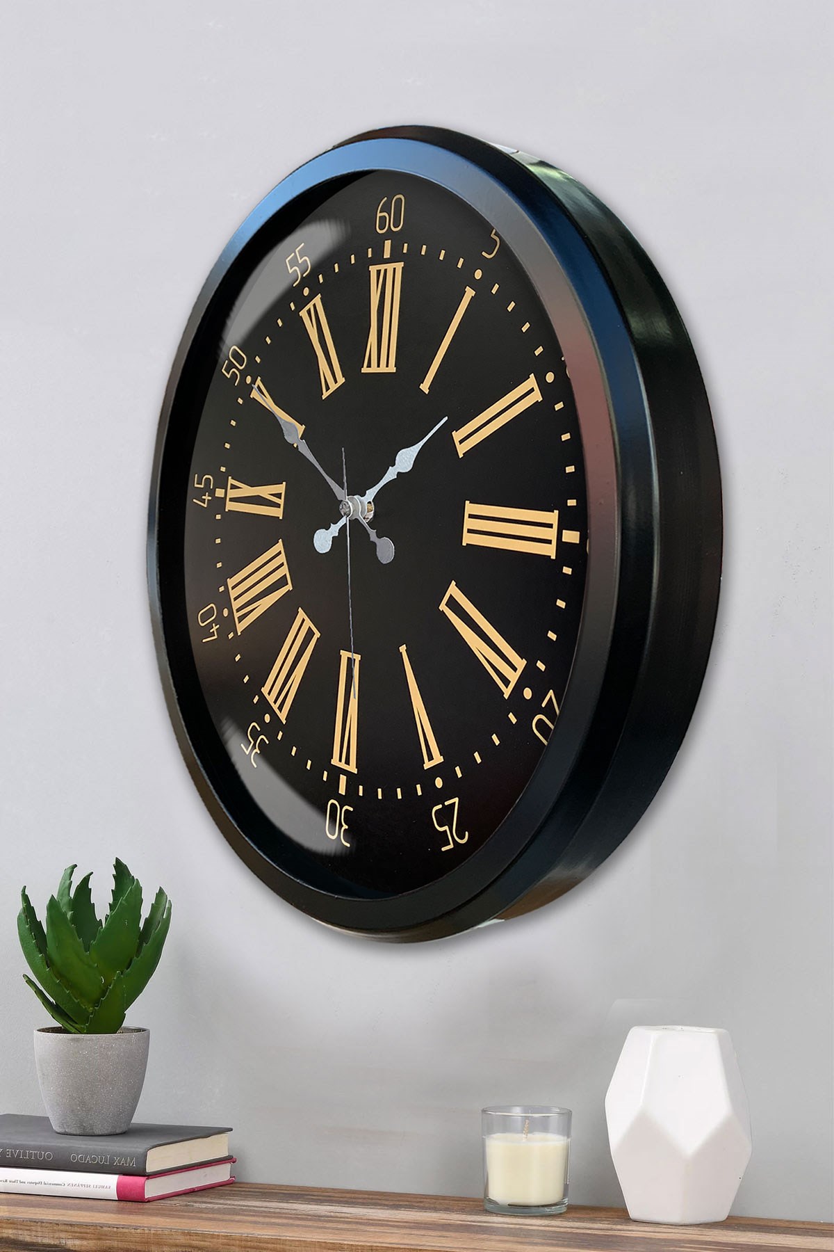 Zentime 52 Cm Siyah Modern Duvar Saati