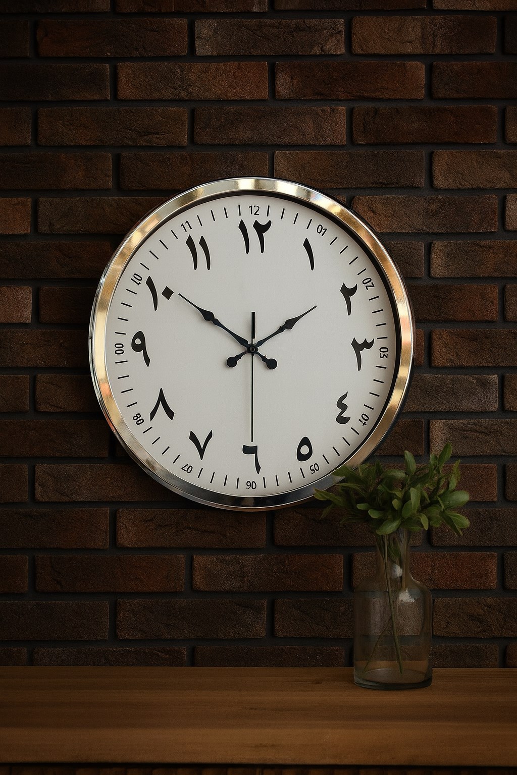 Zentime Arapça Rakamlı Krom 52 Cm Metal Duvar Saati