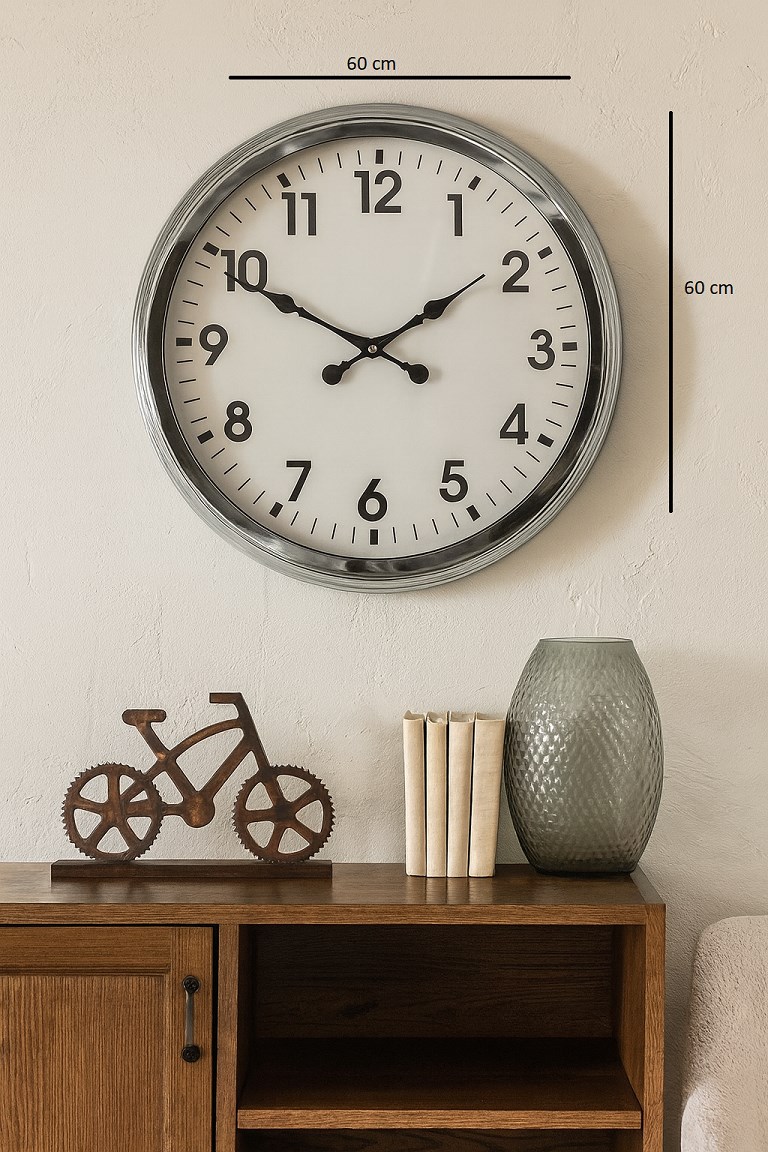 Zentime 60 Cm Krom Zarif Duvar Saati