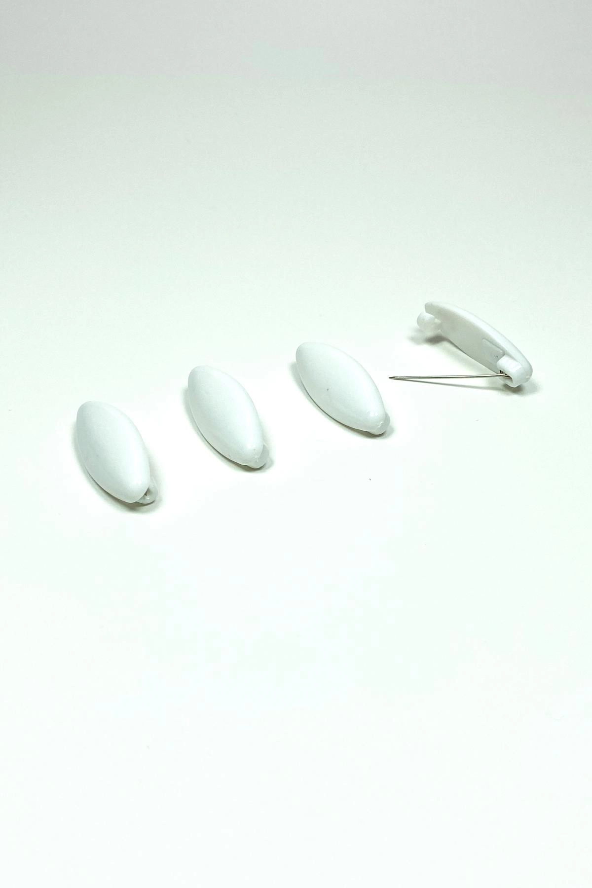 4 Adet Plastik Çengelli Eşarp Ve Şal İğnesi Beyaz 4 cm