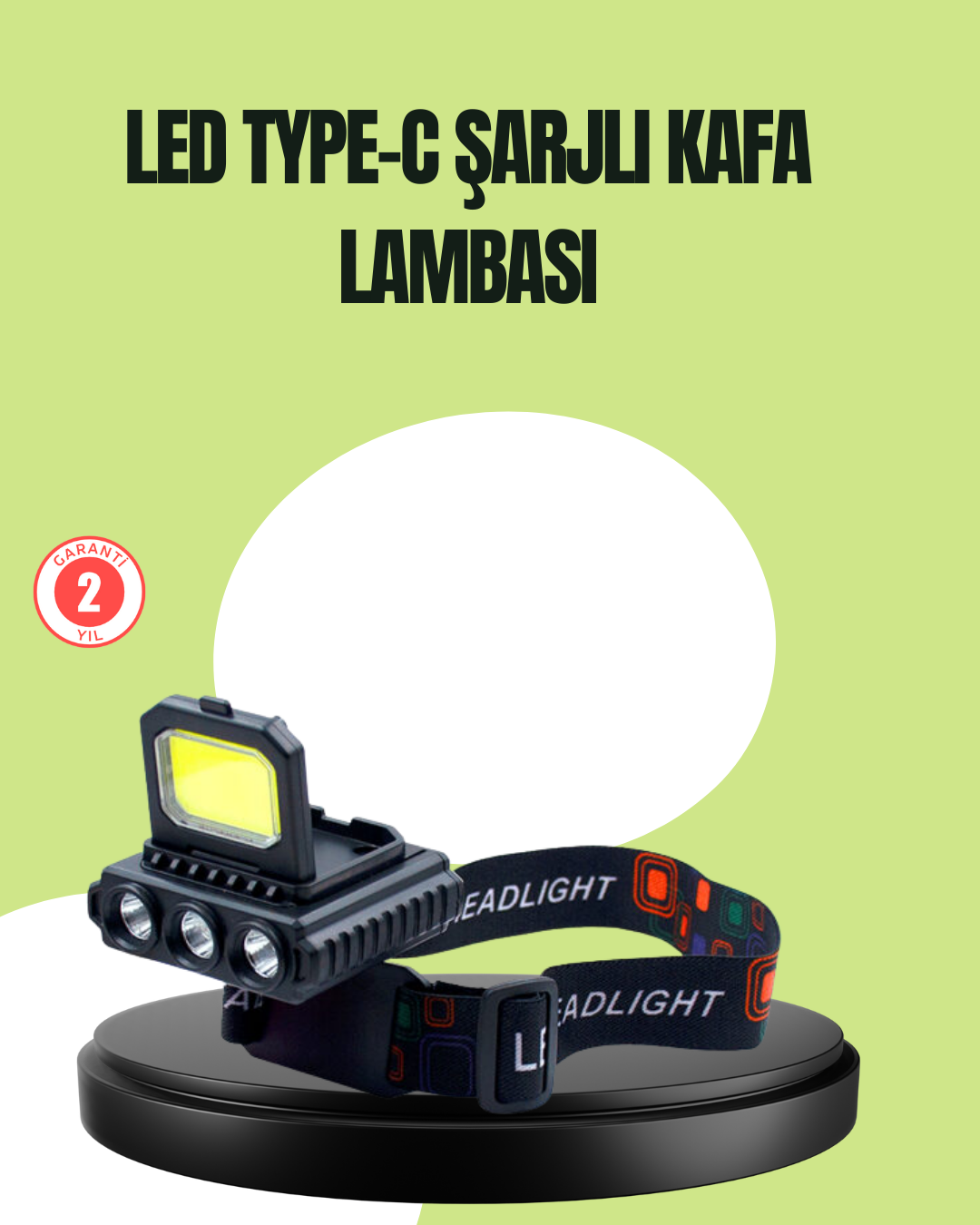 800 Lumen Çok Fonksiyonlu LED Kafa Lambası Type C Şarjlı