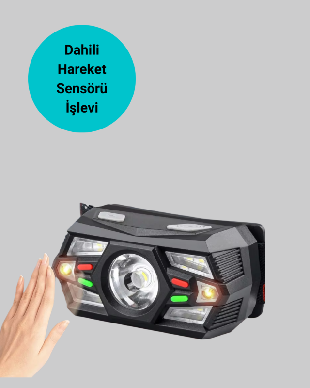 Hareket Sensörlü Şarjlı LED Far Suya Dayanıklı Çok Modlu