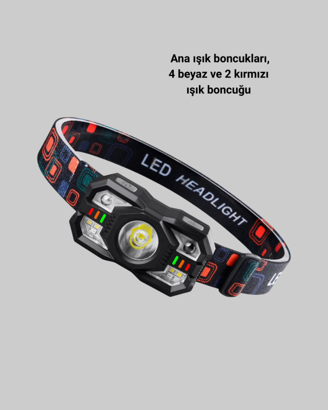 Hareket Sensörlü Şarjlı LED Far Suya Dayanıklı Çok Modlu