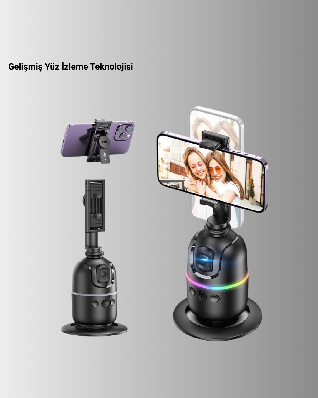 Yüz Takipli 360° Akıllı Gimbal Telefon ve Aksiyon Kamera Uyumlu
