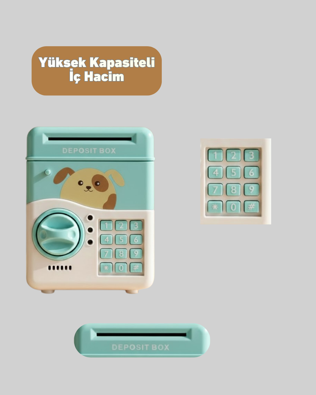 Su Yeşili ATM Kasa Görünümlü Elektronik Şifreli Çocuk Kumbarası