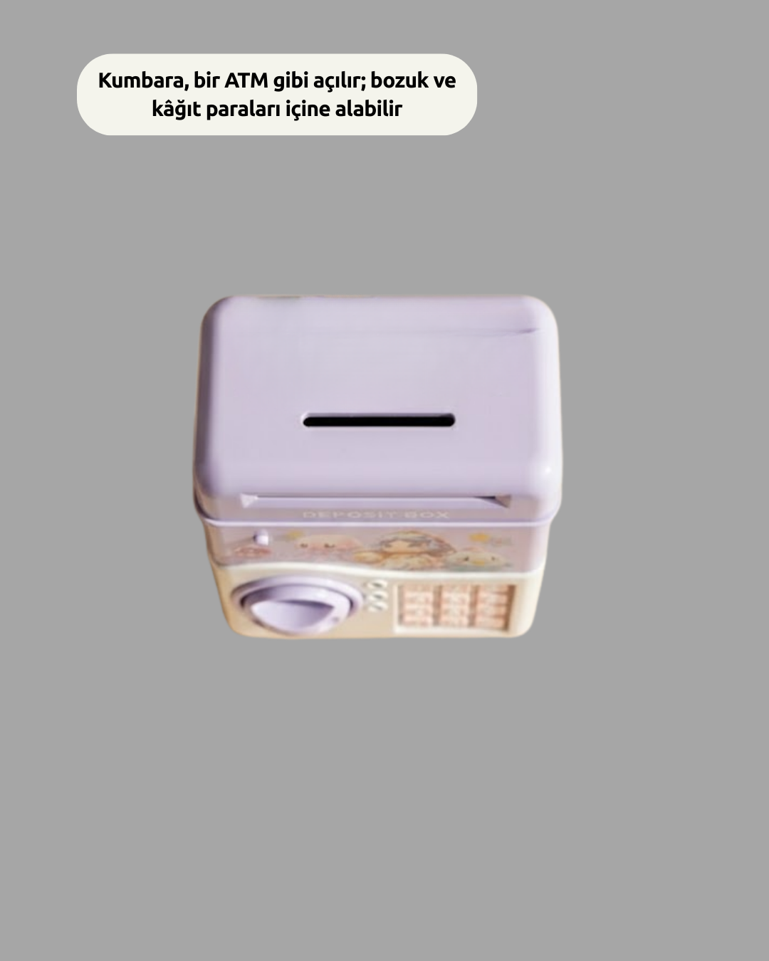 Elektronik Şifreli ATM Görünümlü Çocuk Kumbarası Mor
