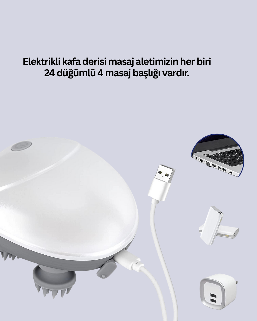 Su Geçirmez Elektrikli Kafa Masaj Cihazı IPX7
