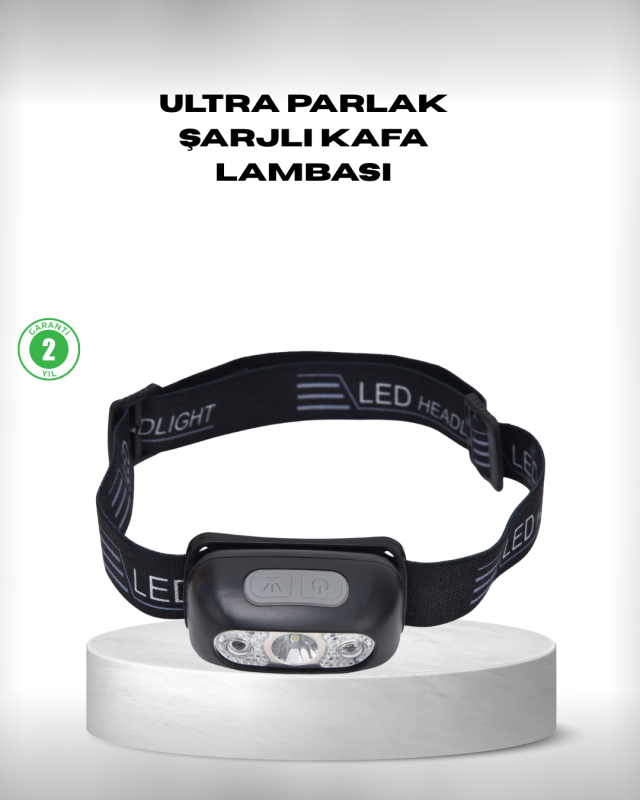 Gece Balıkçılığı İçin Ultra Parlak Şarjlı Kafa Lambası | 4 Işık Modu + USB Şarj