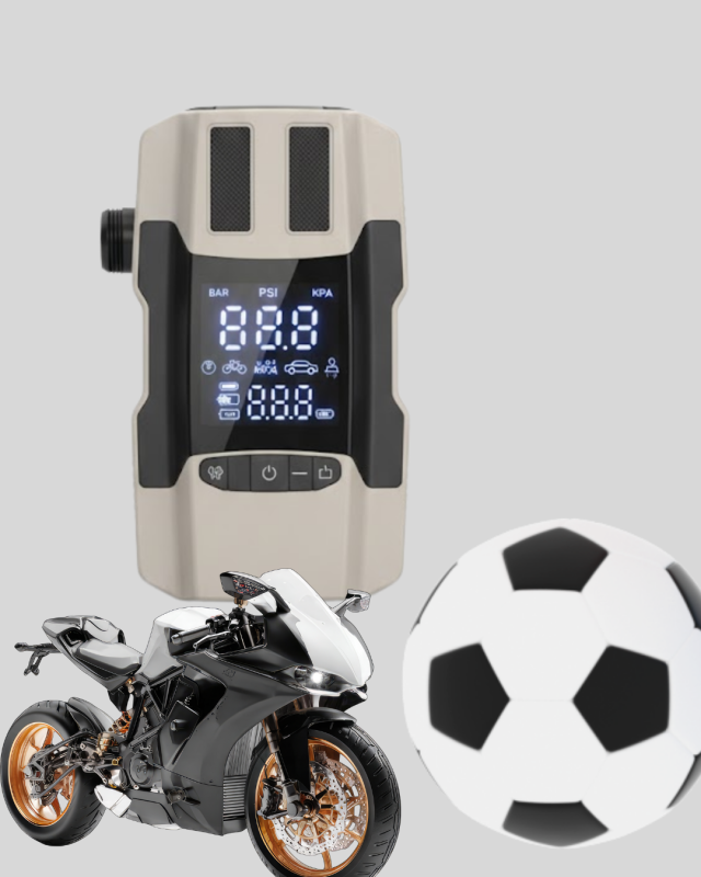 12.000 mAh Akü Takviye Powerbank Dahili Hava Pompalı Dijital Ekranlı