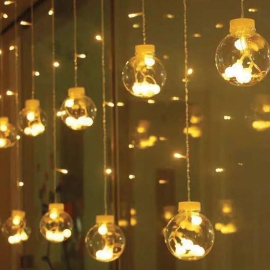 10-Sarkıtlı-Kumandalı-Dekoratif-Top-İçi-Mini-Toplu-LED-Günışığı-Rengi-Dekoratif-Aydınlatma