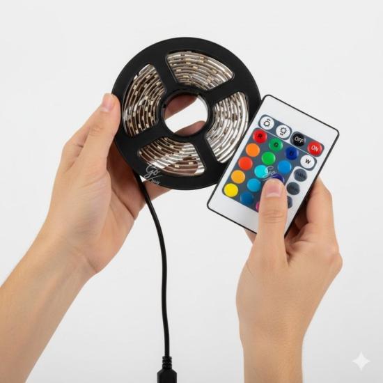 2-Metre-Kumandalı-USB-LED-Şerit-Işık-–-Renk-Ayarlı-Dekoratif-Ortam-ve-Ambiyans-Aydınlatması