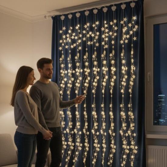 Saçaklı-3*3-Metre-Yıldız-Boncuklu-Dekor-Led-USB-Ev,-Oda-ve-Organizasyon-Dekoru