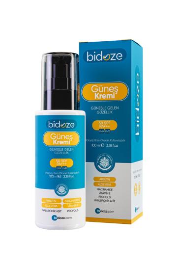 Bidoze-Güneş-Kremi-50+-SPF-|-Leke-Karşıtı-Onarıcı,-Alpha-Arbutin-Ginseng-ve-Kolajen