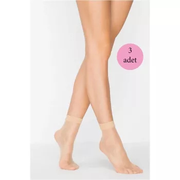 3-Adet-Fit-15-Soket-Ince-Parlak-Kısa-Çorap-Açık-Ten