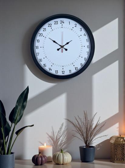 Siyah-40-Cm-Metal-24-Saat-Göstergeli-Özel-Tasarım-Duvar-Saati