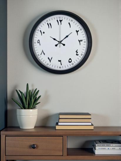 Siyah-Arapça-Rakamlı-40-Cm-Metal-Duvar-Saati