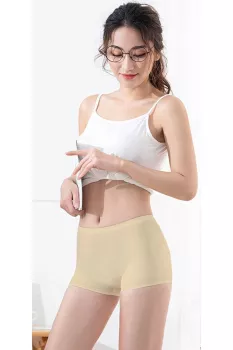 Kadın-Dikişsiz-Görünmez-İz-Yapmaz-Mini-Şort-Boxer-Ten