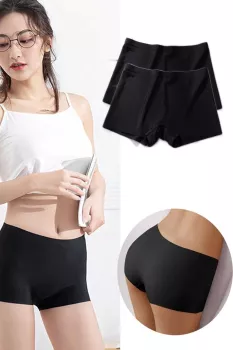2-Adet-Kadın-Dikişsiz-Görünmez-İz-Yapmaz-Mini-Şort-Boxer-Siyah