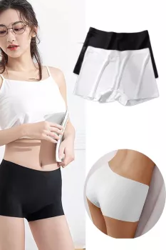 2-Adet-Kadın-Dikişsiz-Görünmez-İz-Yapmaz-Mini-Şort-Boxer-Siyah-Beyaz