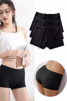 3-Adet-Kadın-Dikişsiz-Görünmez-İz-Yapmaz-Mini-Şort-Boxer-Siyah