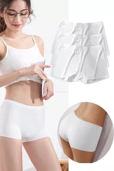 3-Adet-Kadın-Dikişsiz-Görünmez-İz-Yapmaz-Mini-Şort-Boxer-Beyaz