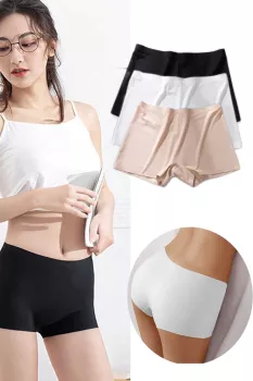 3-Adet-Kadın-Dikişsiz-Görünmez-İz-Yapmaz-Mini-Şort-Boxer-Siyah-Beyaz-Ten