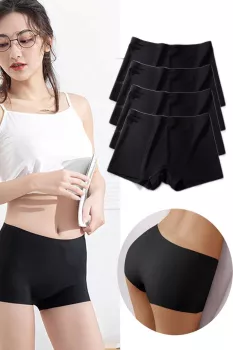 4-Adet-Kadın-Dikişsiz-Görünmez-İz-Yapmaz-Mini-Şort-Boxer-Siyah