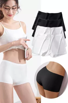4-Adet-Kadın-Dikişsiz-Görünmez-İz-Yapmaz-Mini-Şort-Boxer-Siyah-Beyaz