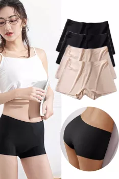 4-Adet-Kadın-Dikişsiz-Görünmez-İz-Yapmaz-Mini-Şort-Boxer-Siyah-Ten