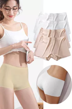 4-Adet-Kadın-Dikişsiz-Görünmez-İz-Yapmaz-Mini-Şort-Boxer-Beyaz-Ten
