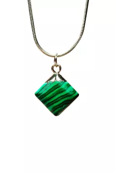 Malakit-Doğal-Taşı-Zincirli-El-Yapımı-Kolye-Uç:-1,5-cm-Zincir:-20-cm-Kutulu