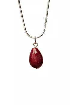 Yakut-Doğal-Taşı-Zincirli-El-Yapımı-Kolye-Uç:-1,5-cm-Zincir:-20-cm-Kutulu