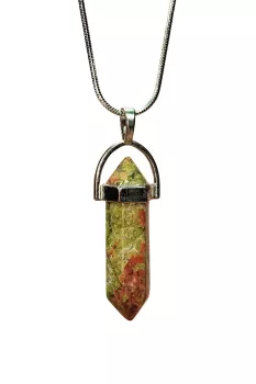 Unakit-Doğal-Taşı-Zincirli-El-Yapımı-Kolye-Uç:-3-cm-Zincir:-20-cm-Kutulu