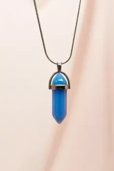 Kyanit-Doğal-Taşı-Zincirli-El-Yapımı-Tasarımlı-Kolye-Uç:-3,5-cm-Zincir:-20-cm-Kutulu